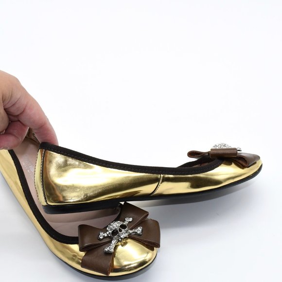 Town Shoes Gold Skull Embellished Flats 36 main image 5